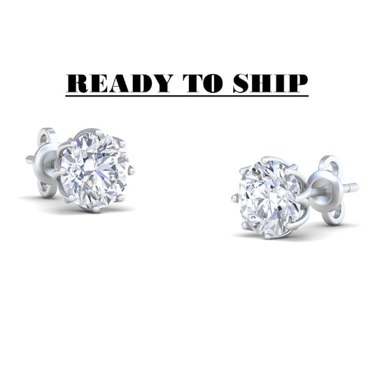 3.67Ct Round Cut Forever Classic Moissanite Earrings, 925 Sterling Silver Screw back Stud Earrings