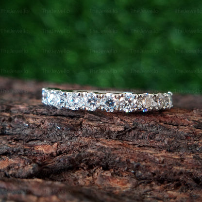 3mm Round Moissanite Wedding Band Eternity 925 Sterling Silver Eternity Band Matching Band For Engagement Ring