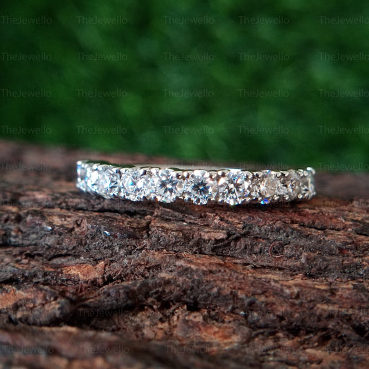 3mm Round Moissanite Wedding Band Eternity 925 Sterling Silver Eternity Band Matching Band For Engagement Ring