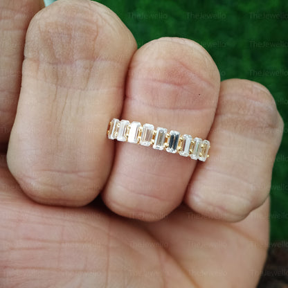 4x2MM Emerald Cut Eternity Band Half Eternity Emerald Cut Moissanite Wedding Band Stackable Engagement Band Anniversary Gift Ring