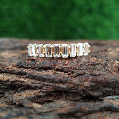 4x2MM Emerald Cut Eternity Band Half Eternity Emerald Cut Moissanite Wedding Band Stackable Engagement Band Anniversary Gift Ring