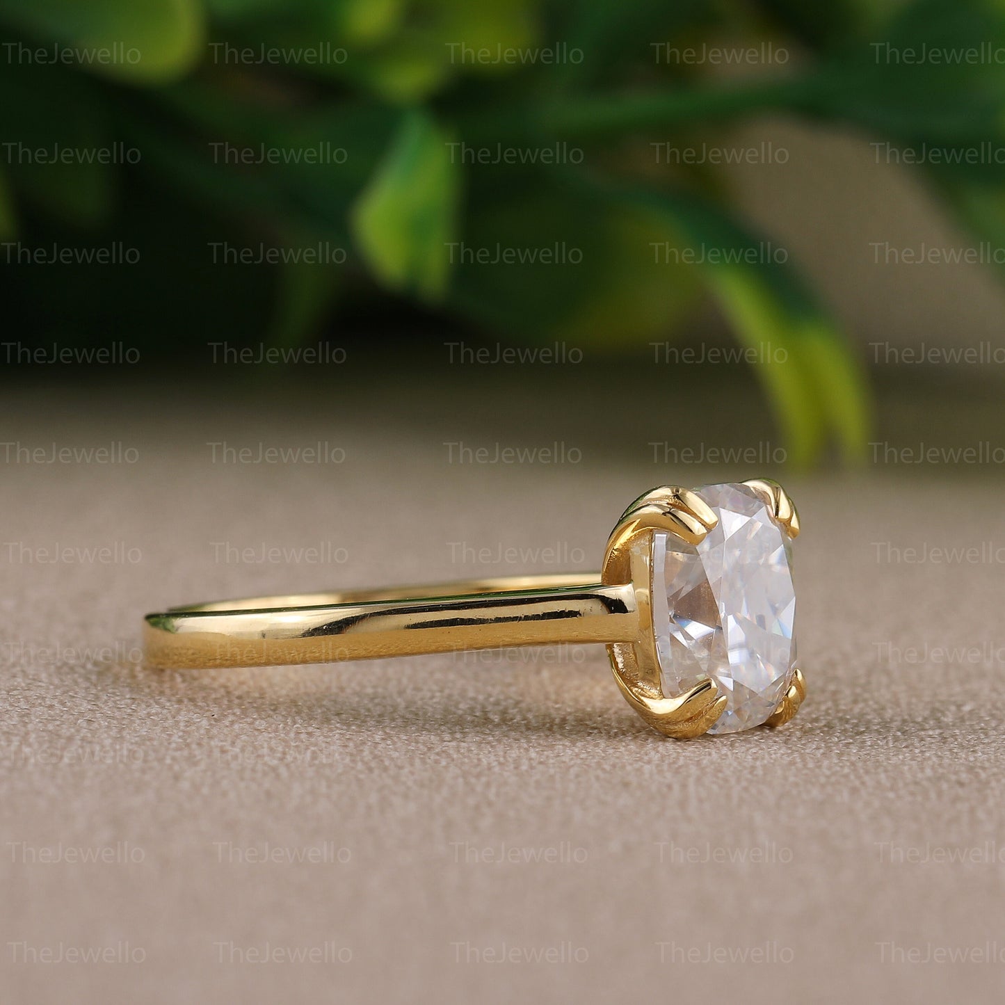 Old Mine Cut Elongated Cushion Ring Solitaire Simple Dainty Ring Solid Real Yellow Gold Classic 4 Prong Ring Anniversary Ring Gift