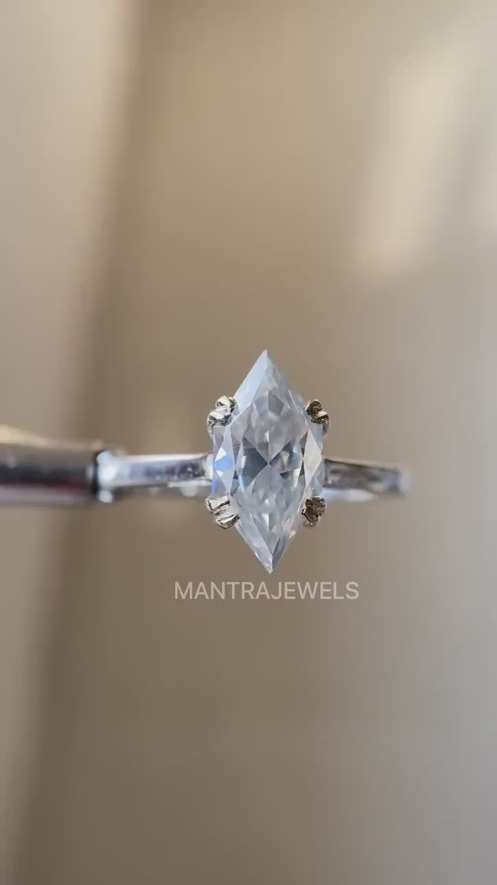 1.95ct Dutch Marquise Cut Moissanite Ring, Double Prong Marquise Cut Engagement Ring, Solid 14k White Gold Ring For Her