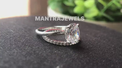 2PCS Wedding Bridal Set / 2.30CT Oval Bridal Sets / Oval Moissanite Ring Sets/  Full Eternity Moissanite Diamond Band / Anniversary Rings