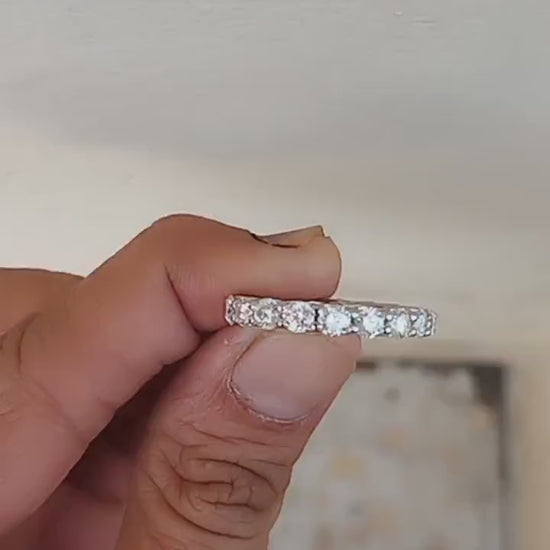 3.50ct Brilliant Round Cut Moissanite Band Ring / Solid 14k White Gold Wedding Band /Full Eternity Band Ring For Bride /Engagement Band Ring