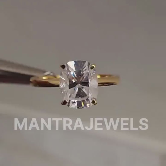 2.69 Colorless Cushion Cut Moissanite Ring, Solitaire Moissanite Diamond Ring, Tulip Setting Engagement Bridal Ring, Gift For Her