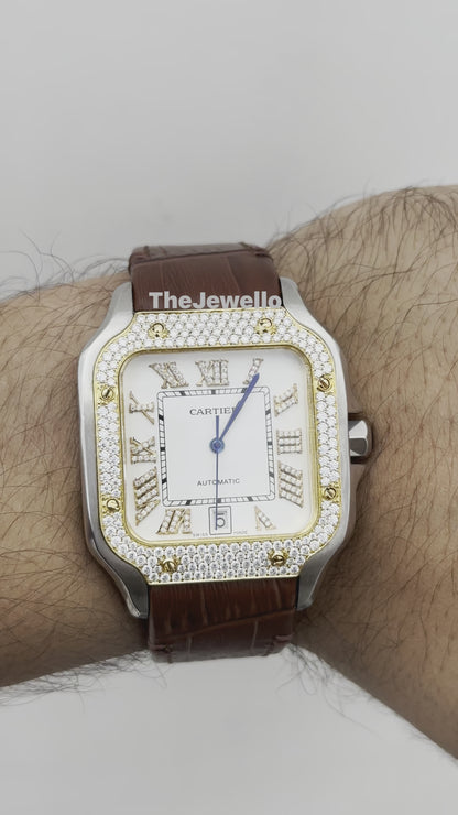 Cartier Watch Bezel Iced Out Moissanite Watch