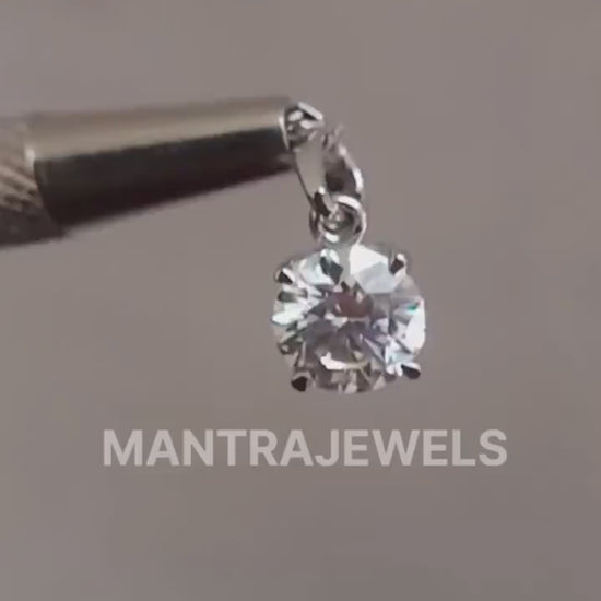 Round Brilliant Cut Colorless Moissanite Pendant, Tulip Set Custom Moissanite Wedding Gift  Pendant, Solid White Gold Pendant.