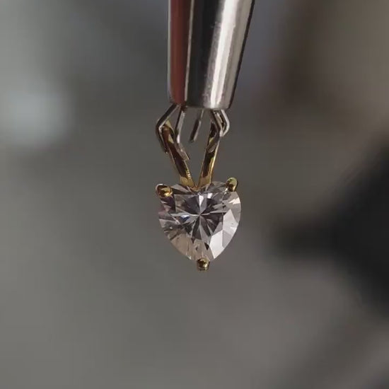 Small Heart Moissanite Pendant, Brilliant 0.55 Carat Heart Cut Moissanite Pendant, Diamond Pendant Necklace Yellow Gold