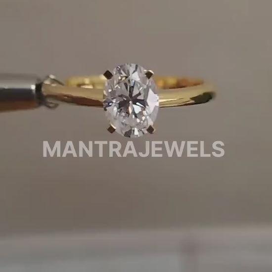 1.33 Ct Oval Cut Solitaire Moissanite Ring, Oval Yellow Gold Engagement Ring, Bridal Wedding Ring