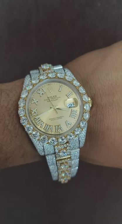 Rolex Round Cut Moissanite Iced Out Men's Watch